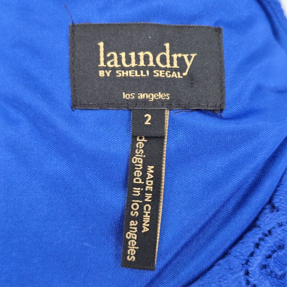 Laundry by Shelli Segal Crochet Lined Midi Dress Blue Size 2 - Picture 5 of 7